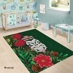 Maori Wheku Meri Kirihimete Personalised Area Rug All Green Indigenous Maori Motif LT9