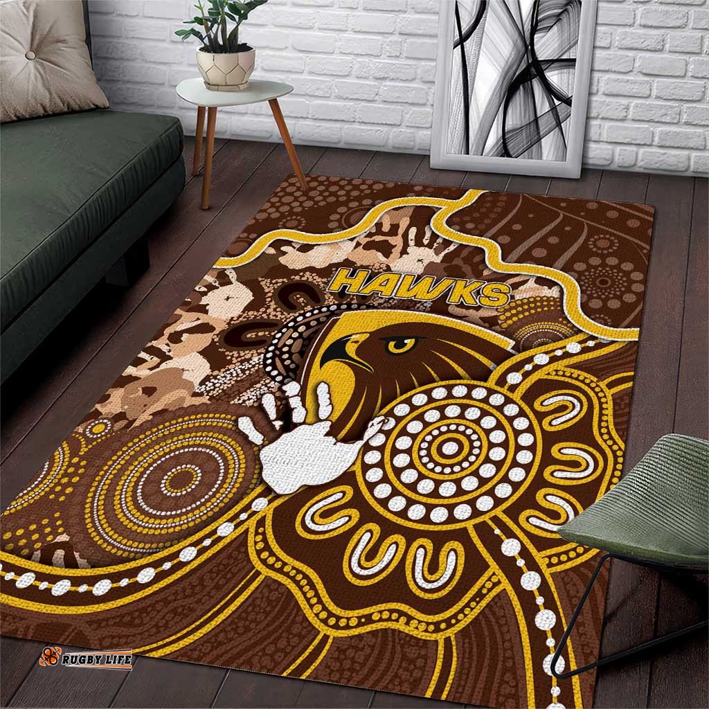 Hawks Football Area Rug Aboriginal Dot Art Pattern DT05