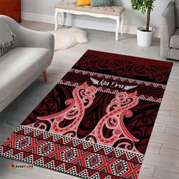 Kia Ora New Zealand Area Rug Maori Language Week Whero Taniko Motif LT14