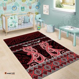 Kia Ora New Zealand Area Rug Maori Language Week Whero Taniko Motif LT14