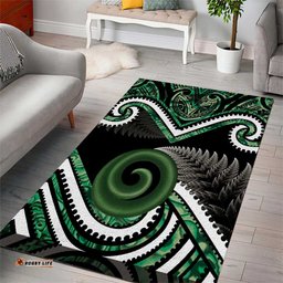 Koru Pounamu Aotearoa Area Rug Maori Paua Shell Mix Silver Fern LT14