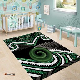 Koru Pounamu Aotearoa Area Rug Maori Paua Shell Mix Silver Fern LT14