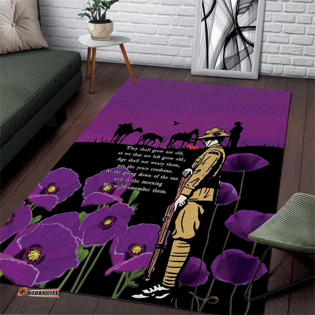 ANZAC Soldier and War Animals Area Rug We Will Remember Them LT15