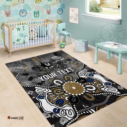 Personalized Collingwood Magpies Area Rug Aboriginal Dot Painting Graffiti Style TS04