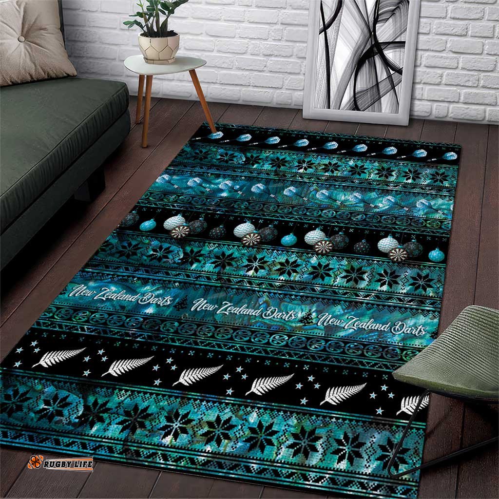 New Zealand Darts Christmas Area Rug Merry Xmas Aotearoa Maori Paua Shell LT14