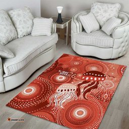 NAIDOC Deadly 50 Years Area Rug Jellyfish Aboriginal Culture Inspired Red LT9