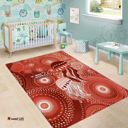 NAIDOC Deadly 50 Years Area Rug Jellyfish Aboriginal Culture Inspired Red LT9