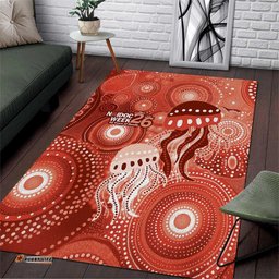 NAIDOC Deadly 50 Years Area Rug Jellyfish Aboriginal Culture Inspired Red LT9