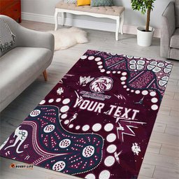 Personalized Manly Warringah Sea Eagles Area Rug Aboriginal Pattern with Graffiti Style Design TS04