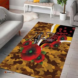 Hawthorn Hawks ANZAC Personalised Area Rug Lest We Forget Poppy Camo LT9