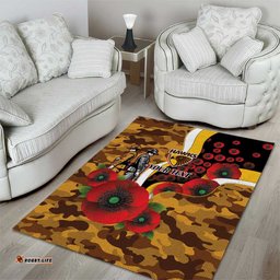 Hawthorn Hawks ANZAC Personalised Area Rug Lest We Forget Poppy Camo LT9