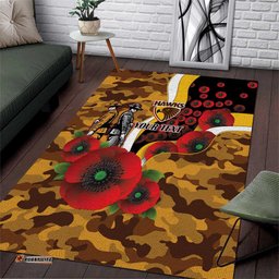 Hawthorn Hawks ANZAC Personalised Area Rug Lest We Forget Poppy Camo LT9