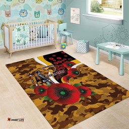 Hawthorn Hawks ANZAC Personalised Area Rug Lest We Forget Poppy Camo LT9
