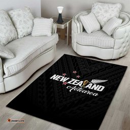Football New Zealand Area Rug Aotearoa United Black Version LT01