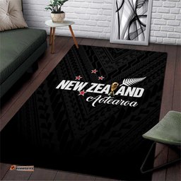 Football New Zealand Area Rug Aotearoa United Black Version LT01