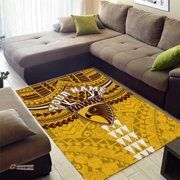 Personalized Hawthorn Hawks Area Rug Polynesian Tribal Pattern Heritage Football TS04