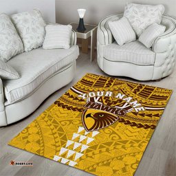 Personalized Hawthorn Hawks Area Rug Polynesian Tribal Pattern Heritage Football TS04