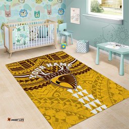 Personalized Hawthorn Hawks Area Rug Polynesian Tribal Pattern Heritage Football TS04