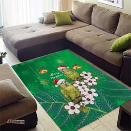 New Zealand Kakapo Christmas Area Rug Owl Parrot Santa Sliver Fern Manuka - Green LT14