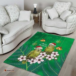 New Zealand Kakapo Christmas Area Rug Owl Parrot Santa Sliver Fern Manuka - Green LT14