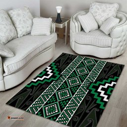 Jade Tukutuku Pattern Aotearoa Area Rug Niho Taniwha and Puhoro Motifs LT7