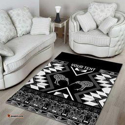 Personalised Taniko Motifs Aotearoa Area Rug Waitangi Kowhaiwhai Kiwi - Monochrome LT7