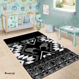 Personalised Taniko Motifs Aotearoa Area Rug Waitangi Kowhaiwhai Kiwi - Monochrome LT7