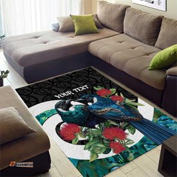 Personalised Valentine's Day New Zealand Area Rug Tui Bird Couple Kowhaiwhai Mix Pohutukawa LT14