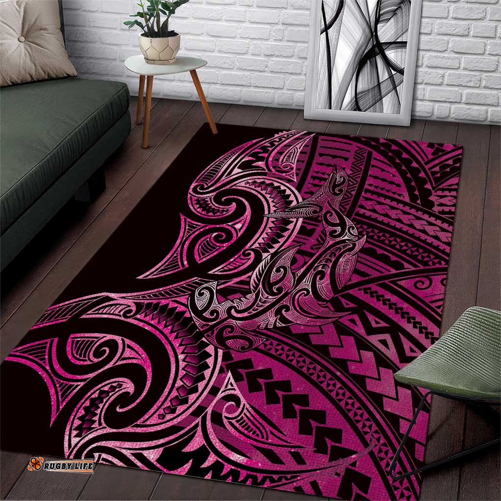 New Zealand Hammerhead Shark Area Rug Maori Haehae Mangopare Pink LT14