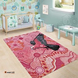 NAIDOC Week Aussie Indigenous Area Rug Aboriginal Galah Bird Contemporary Art LT7