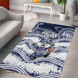 Geelong Navy Area Rug Playful Cat Kicking Ball DT05