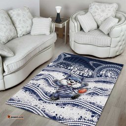 Geelong Navy Area Rug Playful Cat Kicking Ball DT05