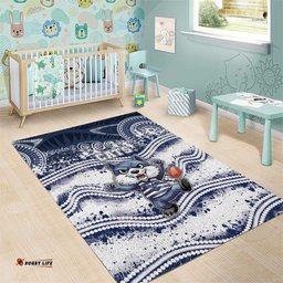 Geelong Navy Area Rug Playful Cat Kicking Ball DT05