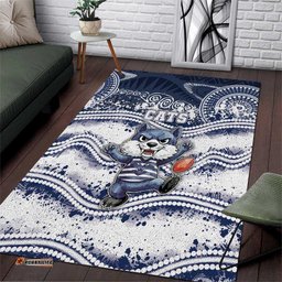 Geelong Navy Area Rug Playful Cat Kicking Ball DT05