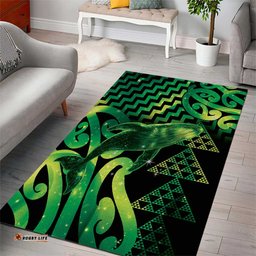 Humpback Whale Matariki New Zealand Area Rug NZ Maori Paikea Poutama Luxury Green LT14