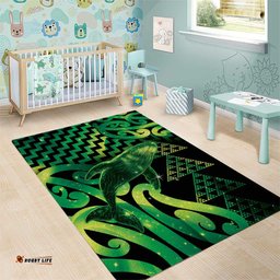 Humpback Whale Matariki New Zealand Area Rug NZ Maori Paikea Poutama Luxury Green LT14