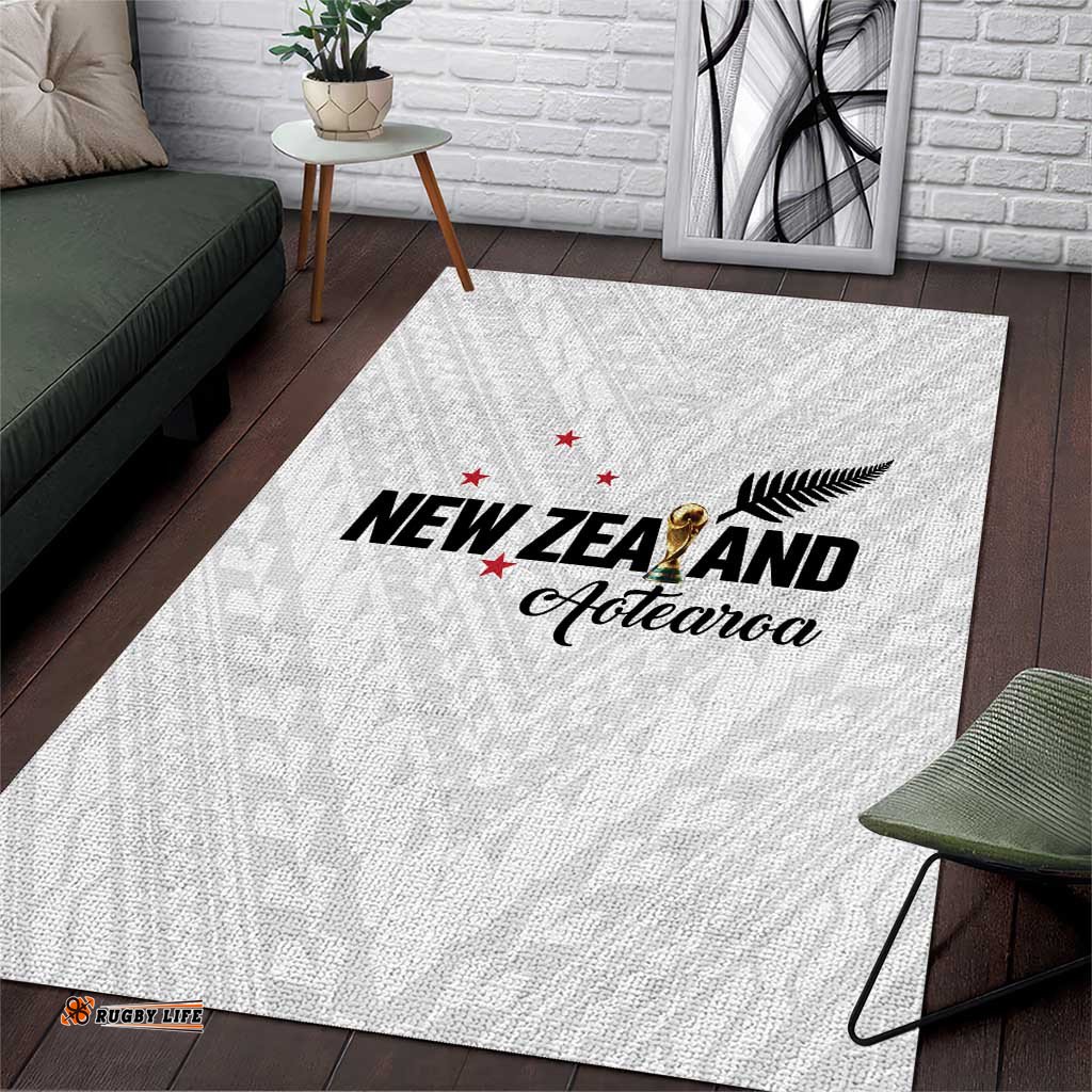 Football New Zealand Area Rug Aotearoa United White Version LT01