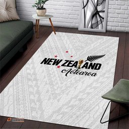 Football New Zealand Area Rug Aotearoa United White Version LT01