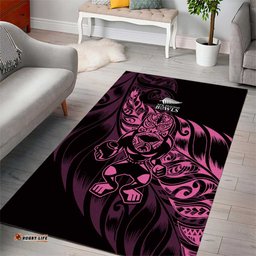 New Zealand Lawn Bowls Area Rug Pink Maori Warrior Tribal Silver Fern LT9