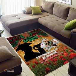 Personalised Rabbitohs Rugby ANZAC Day Area Rug Last Post Poppy We Will Remember Them LT14