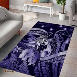Maori Romantic Valentine Area Rug The Hongi Kiss Purple Galaxy DT05