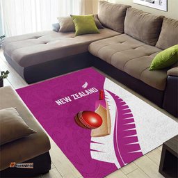 New Zealand Cricket Area Rug Kiwi Birds Haka Dance Pink Fern Sporty Style LT03