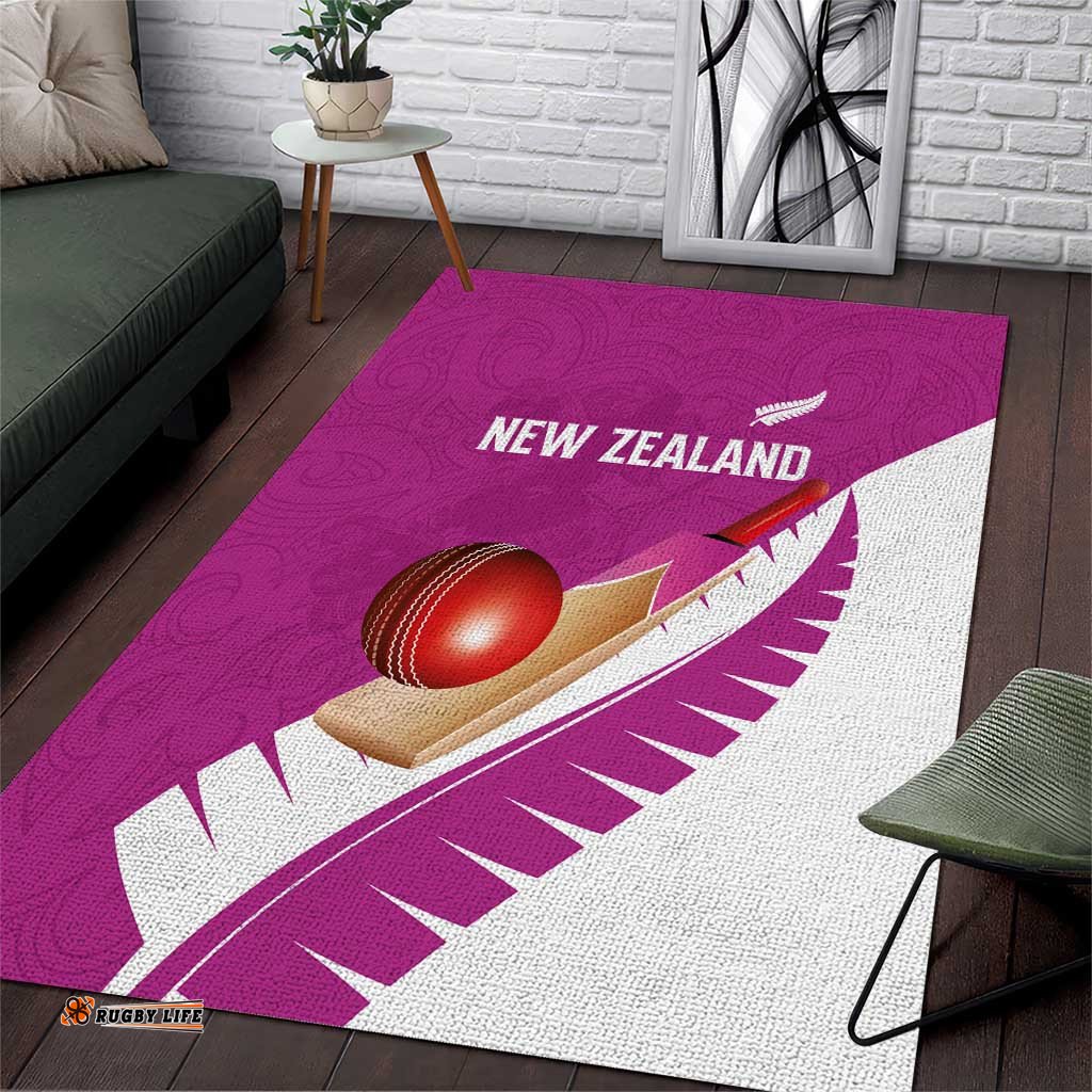New Zealand Cricket Area Rug Kiwi Birds Haka Dance Pink Fern Sporty Style LT03