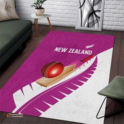 New Zealand Cricket Area Rug Kiwi Birds Haka Dance Pink Fern Sporty Style LT03