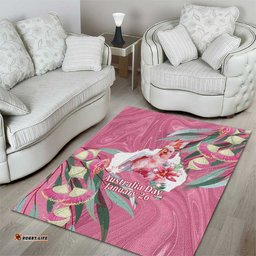 Pink Cockatoo Australia Day Area Rug Proud To Be An Aussie Opal Eucalyptus Blossoms LT14