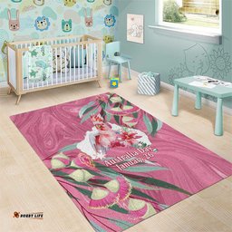 Pink Cockatoo Australia Day Area Rug Proud To Be An Aussie Opal Eucalyptus Blossoms LT14