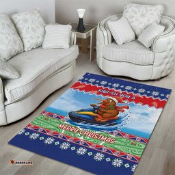 New Zealand Christmas Area Rug Funny Jet Ride Kiwi Xmas LT05