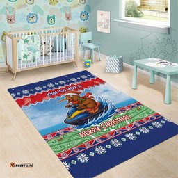 New Zealand Christmas Area Rug Funny Jet Ride Kiwi Xmas LT05
