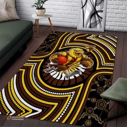 Hawthorn Hawks Area Rug Indigenous Monochrome Dot Art Mascot Style TS04
