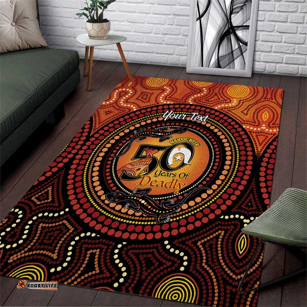 NAIDOC Week 2026 Personalised Area Rug 50 Years of Deadly Lizard Kangaroo Aboriginal Art LT14